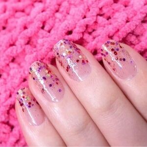 Cannes-fetti🎂Pink Glitter Color Street Nail Set